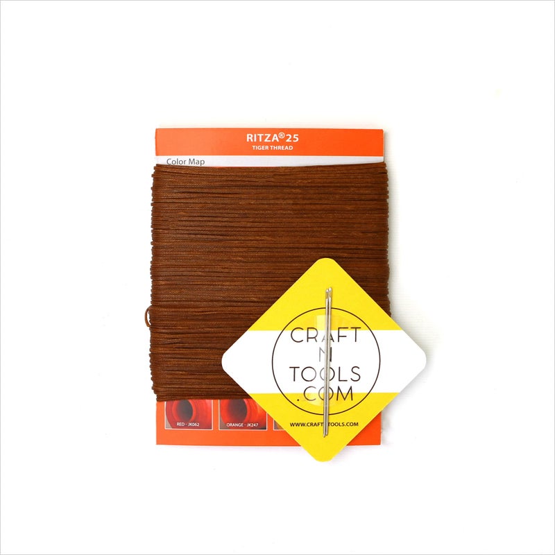 Ritza 25 Tiger Thread Havana Cigar 0.6mm Ritza 25 Tiger Thread for Leather Craft | Waxed Tiger Thread | Ritza 25 - Image 2